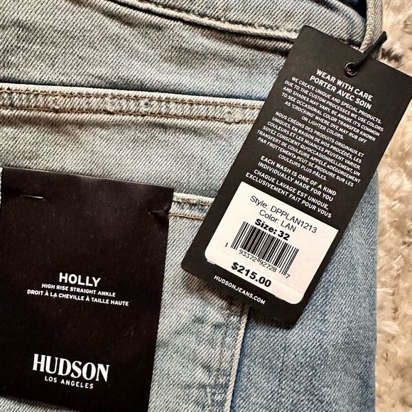 Hudson Landslide Denim Holly High-rise Straight Ankle Mom Jeans 32/12 Button Fly - Picture 9 of 9